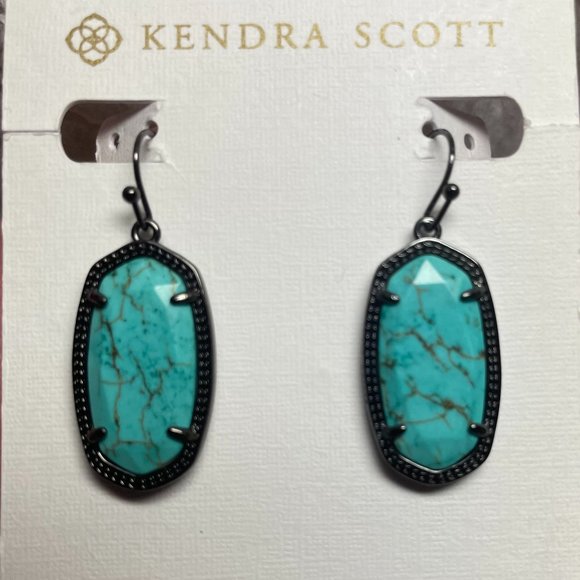 Kendra Scott Gunmetal and Veined Turquoise Dylan and Dani Set - Picture 2 of 7
